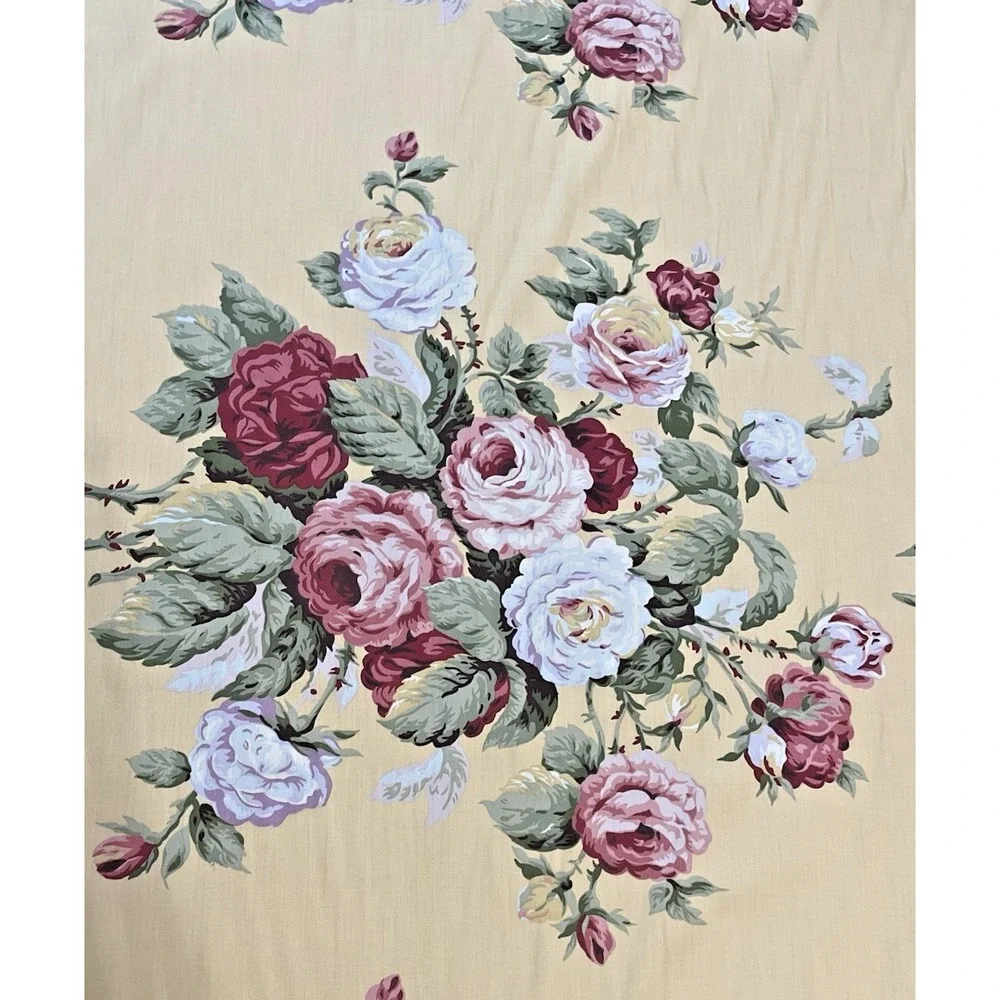 Ralph Lauren Vtg Home Decor‎ Fabric Kathleen Yellow Cabbage Roses By The Yard